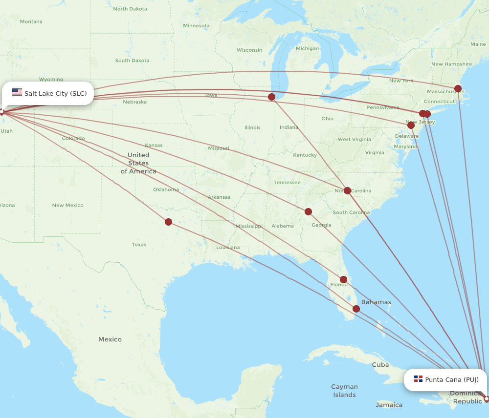 SLC-PUJ flight routes