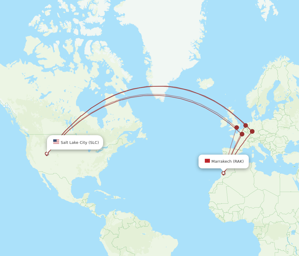 SLC-RAK flight routes