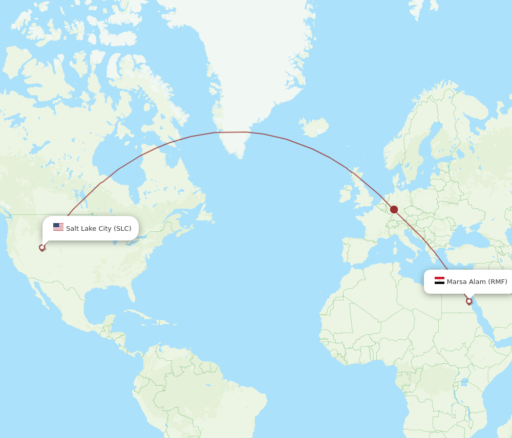 Salt Lake City - Marsa Alam route map and flight paths