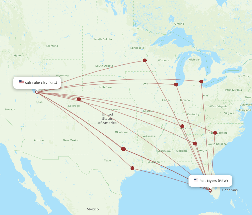 SLC to RSW flights and routes map