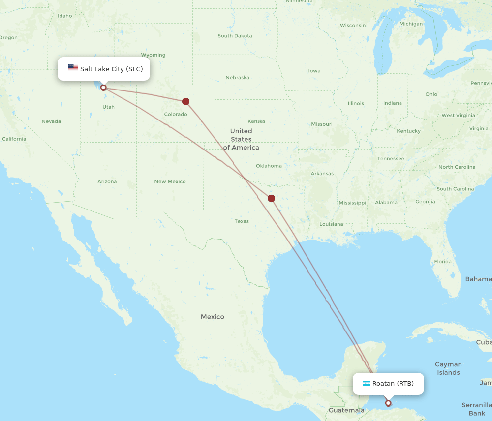 SLC to RTB flights and routes map