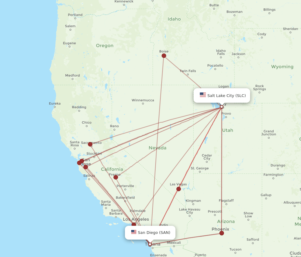 SLC-SAN flight routes