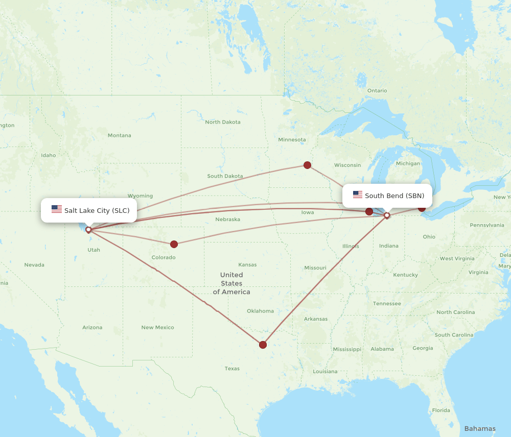 SLC-SBN flight routes