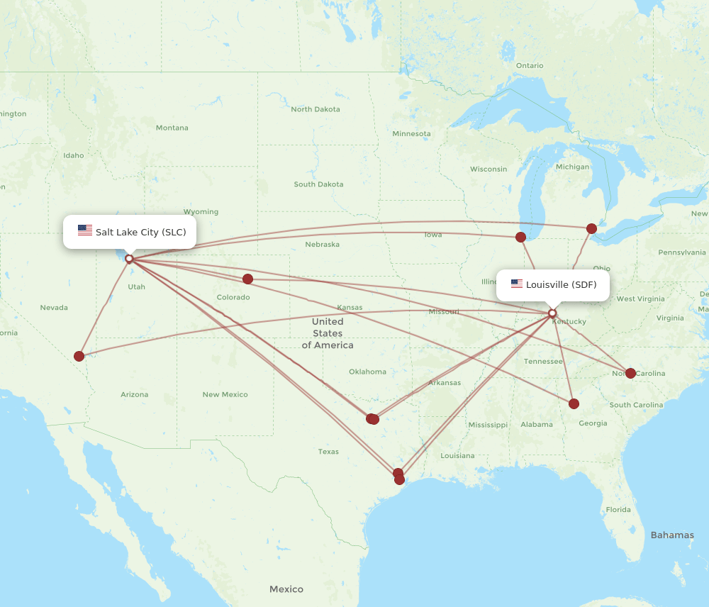 SLC-SDF flight routes
