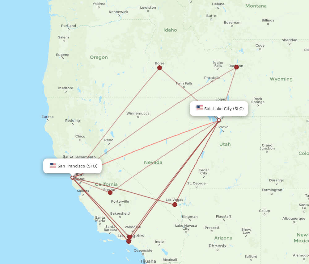 SLC-SFO flight routes