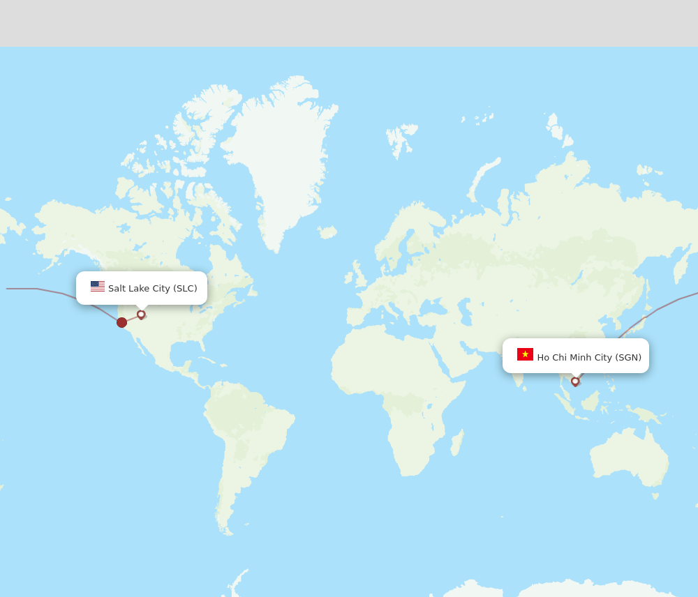 Ho Chi Minh City - Salt Lake City route map and flight paths