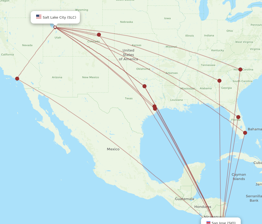 SLC-SJO flight routes