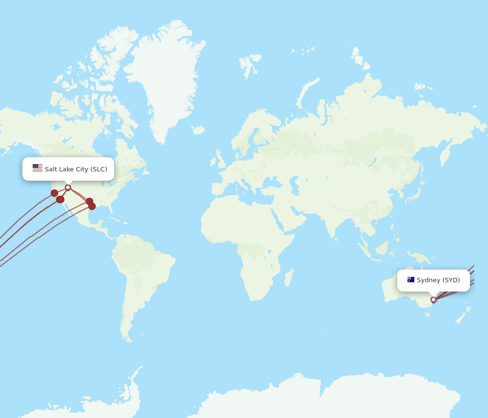 SLC-SYD flight routes