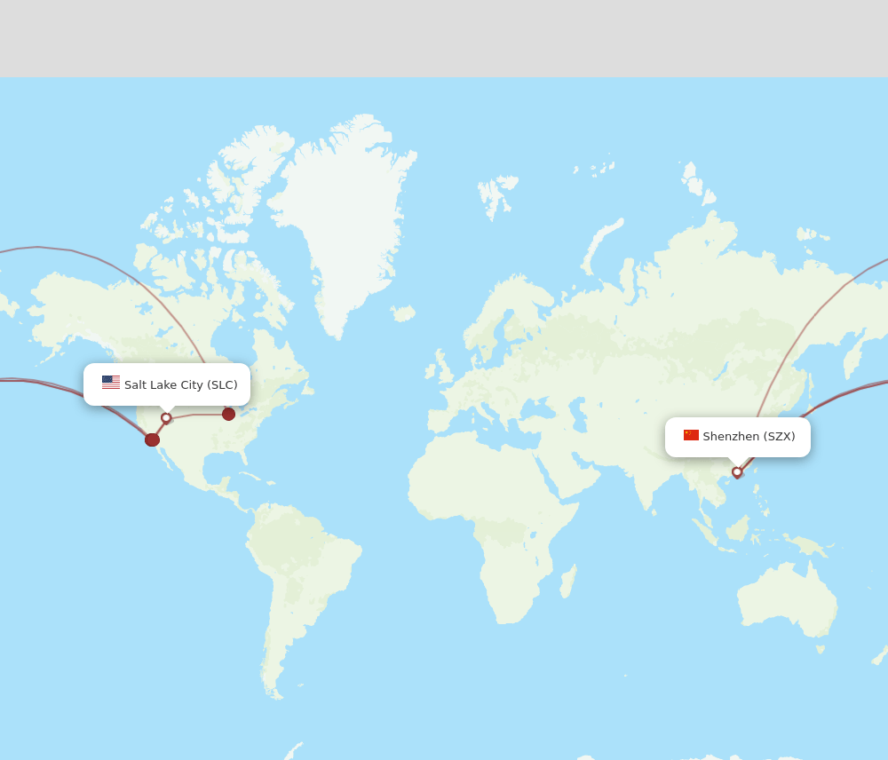 SLC to SZX flights and routes map