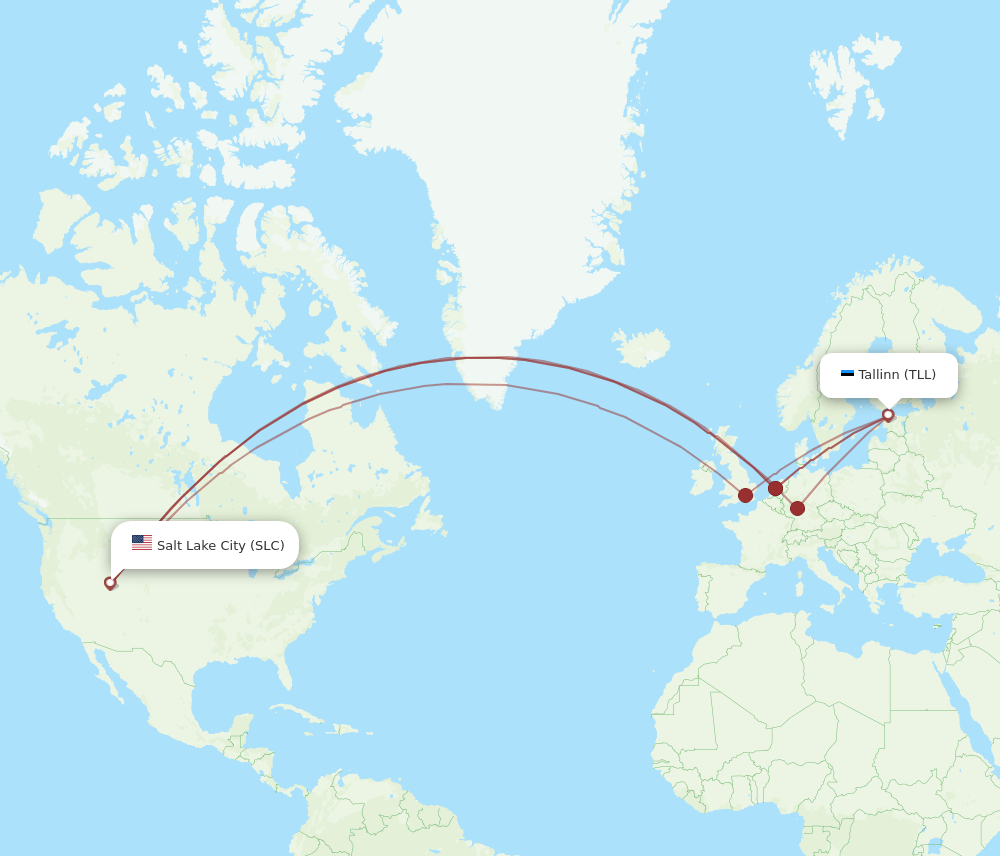SLC-TLL flight routes
