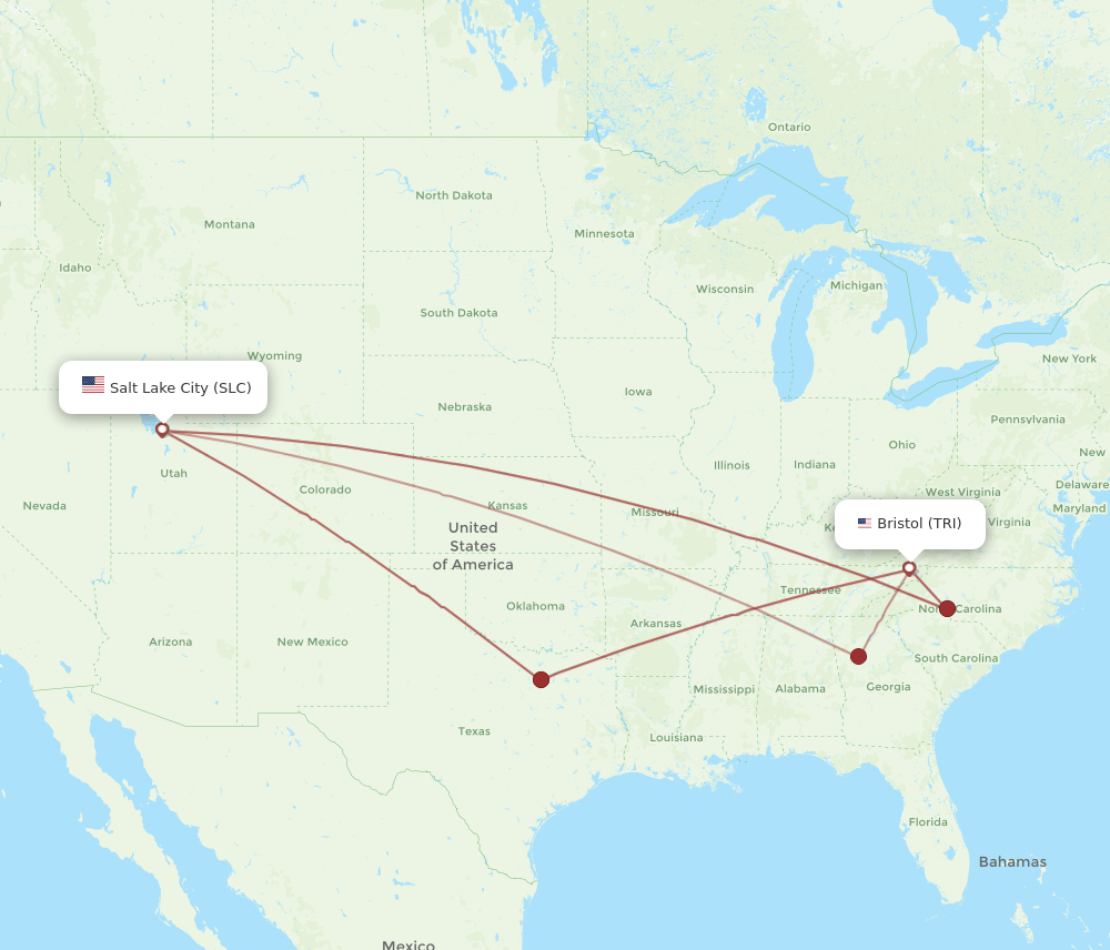 SLC-TRI flight routes