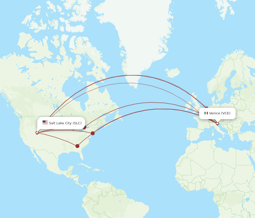 SLC to VCE flights and routes map