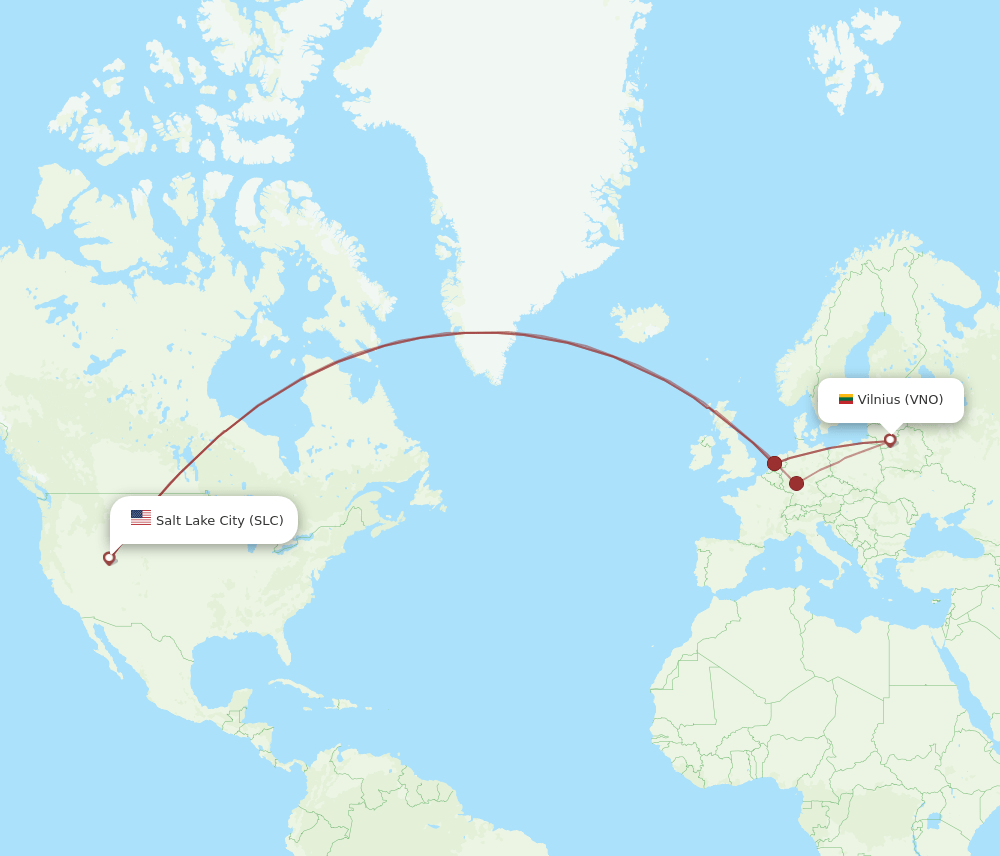 SLC-VNO flight routes