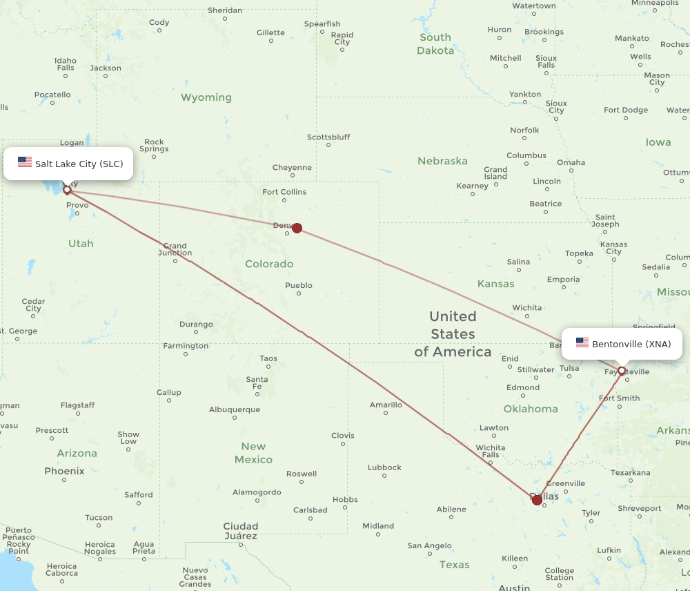SLC-XNA flight routes