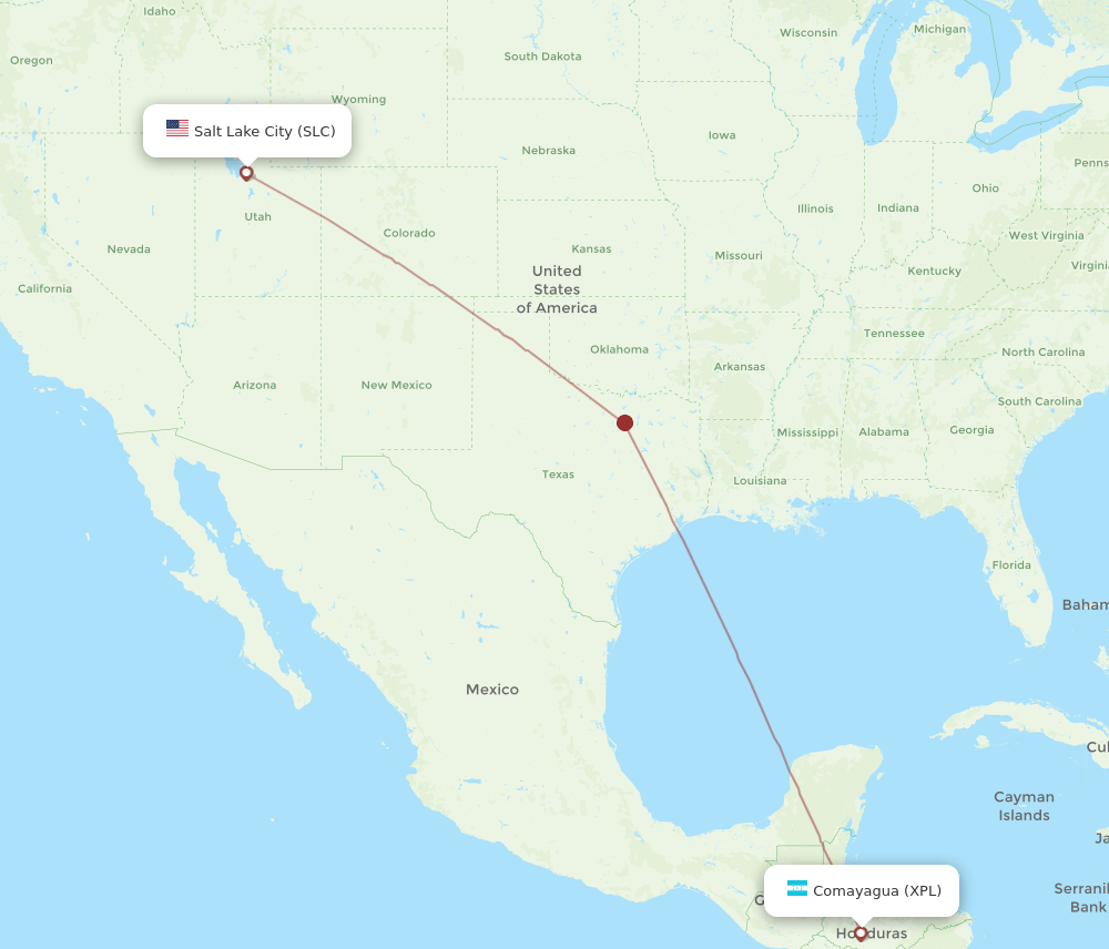 SLC to XPL flights and routes map