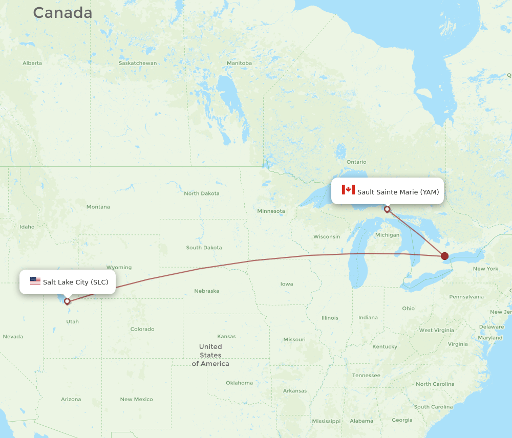 SLC-YAM flight routes