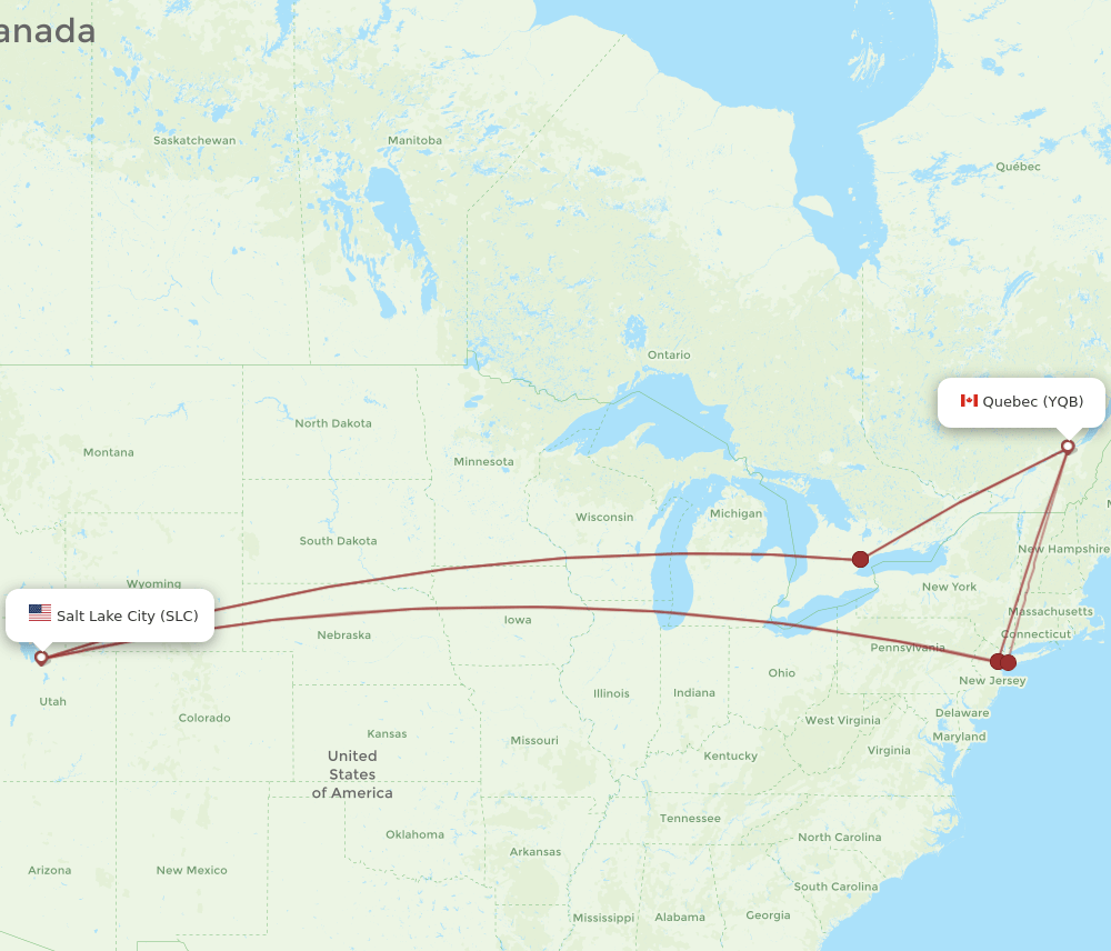 SLC-YQB flight routes
