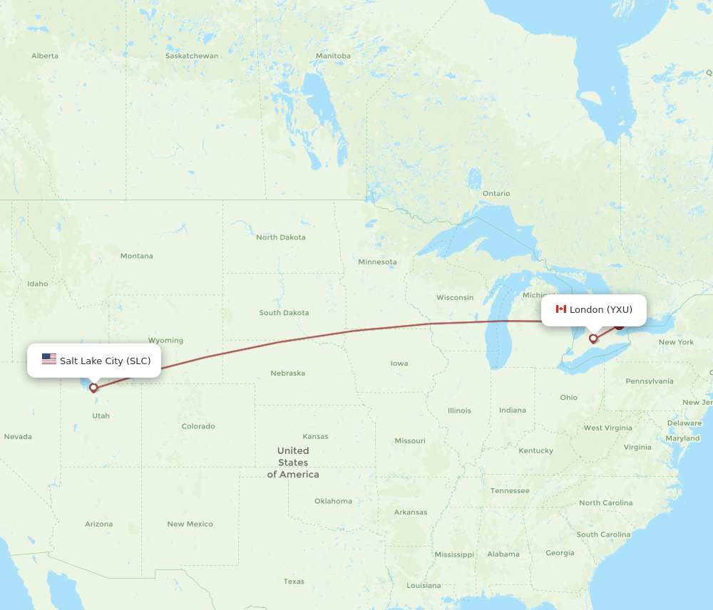 SLC-YXU flight routes