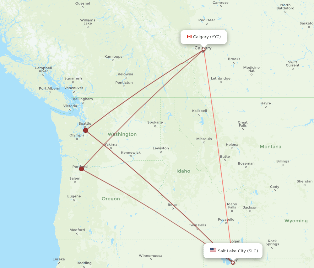 SLC-YYC flight routes