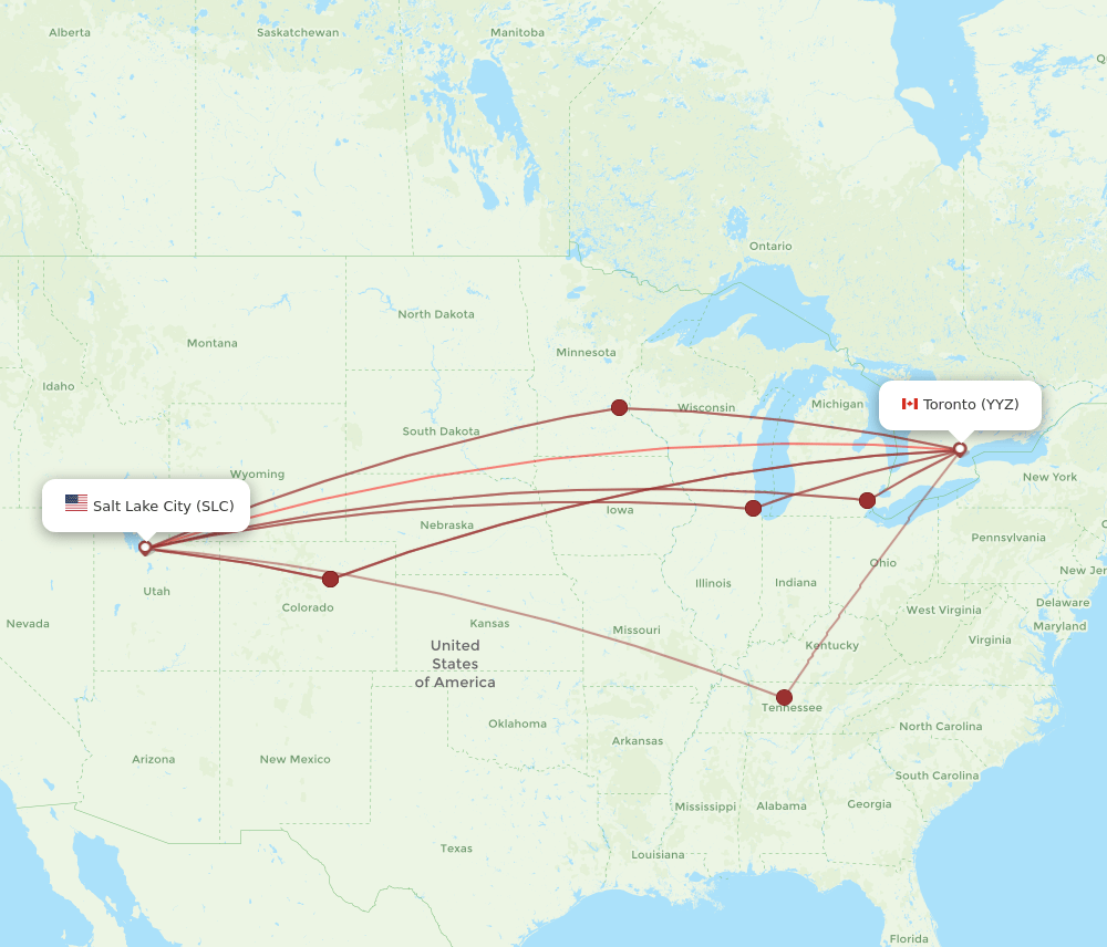 SLC-YYZ flight routes