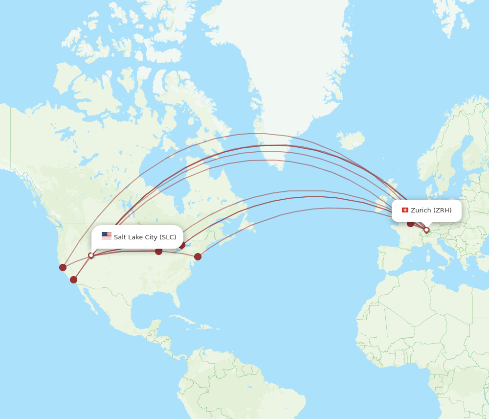 SLC-ZRH flight routes