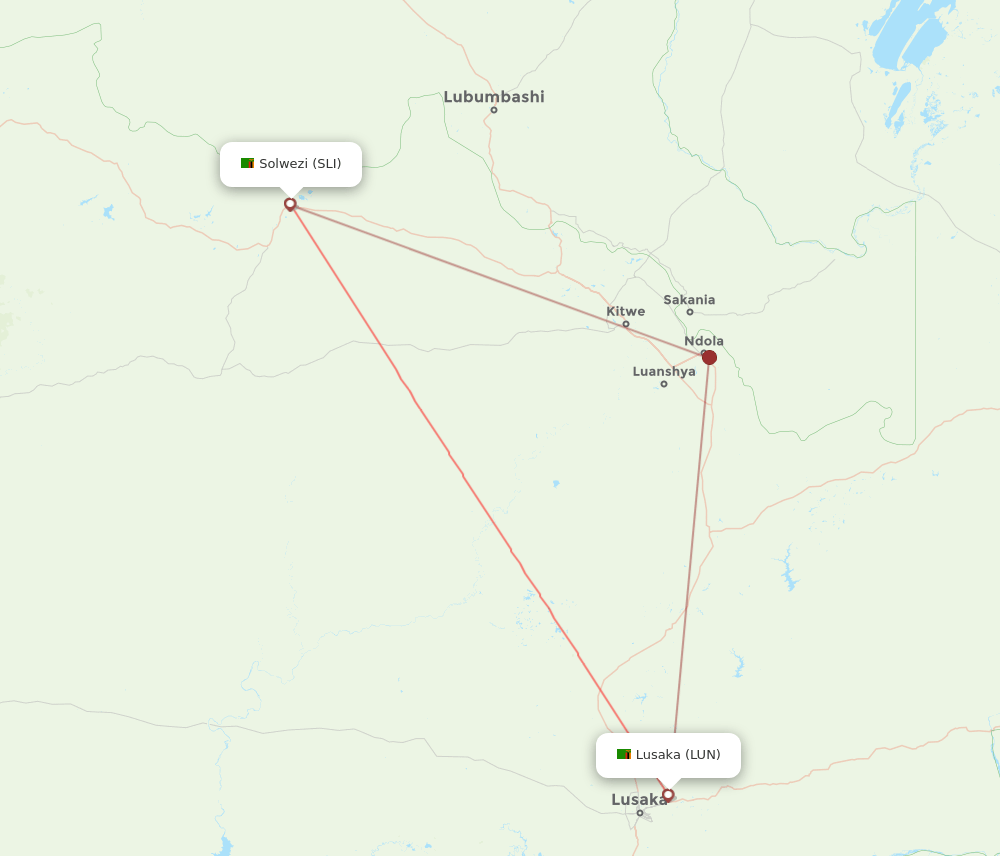 SLI to LUN flights and routes map