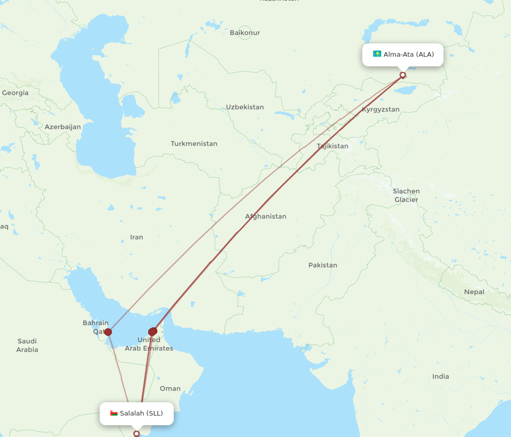SLL-ALA flight routes
