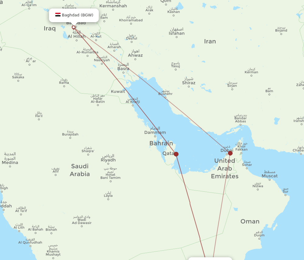 SLL-BGW flight routes
