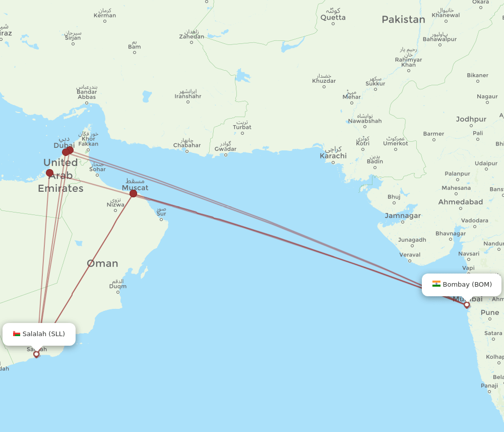 SLL to BOM flights and routes map