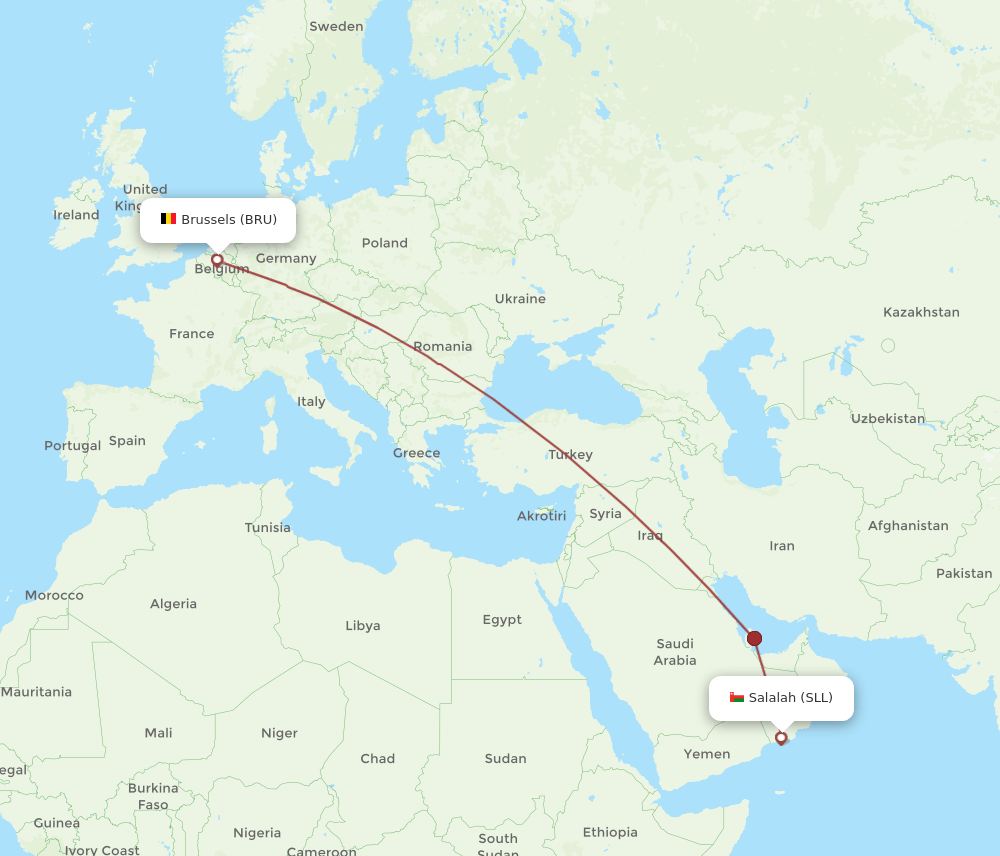 SLL to BRU flights and routes map