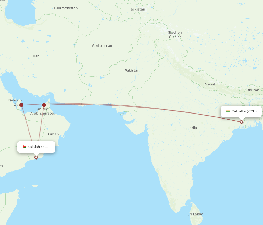 SLL to CCU flights and routes map