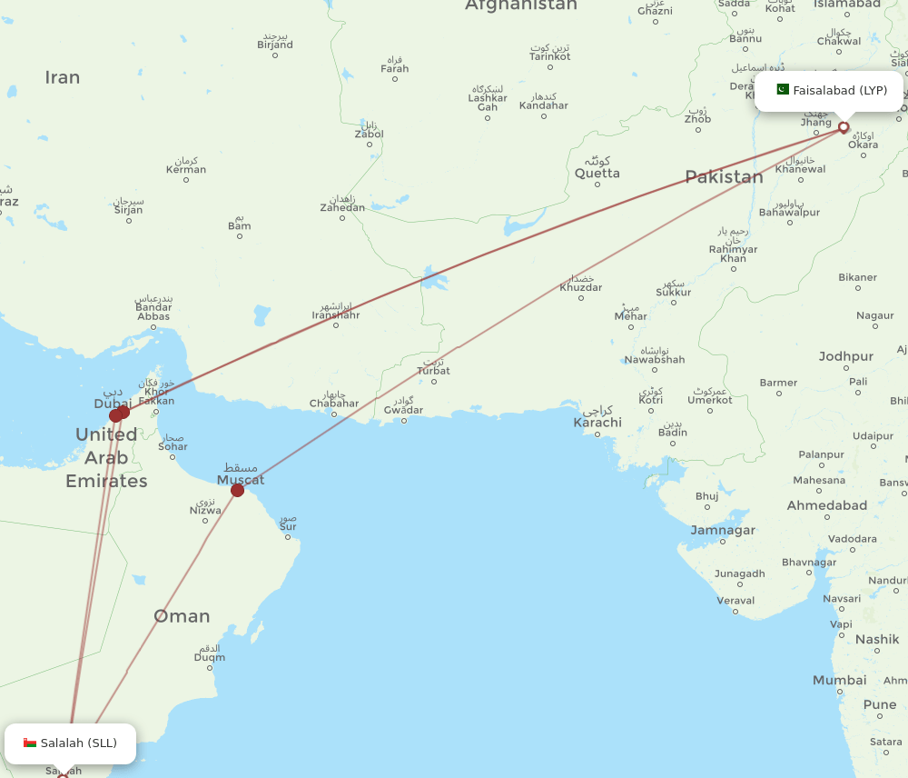 SLL-LYP flight routes