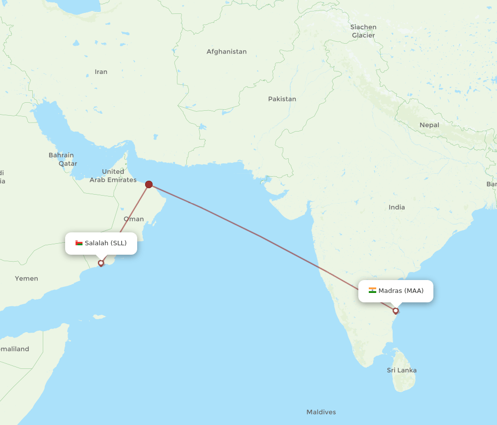 SLL to MAA flights and routes map