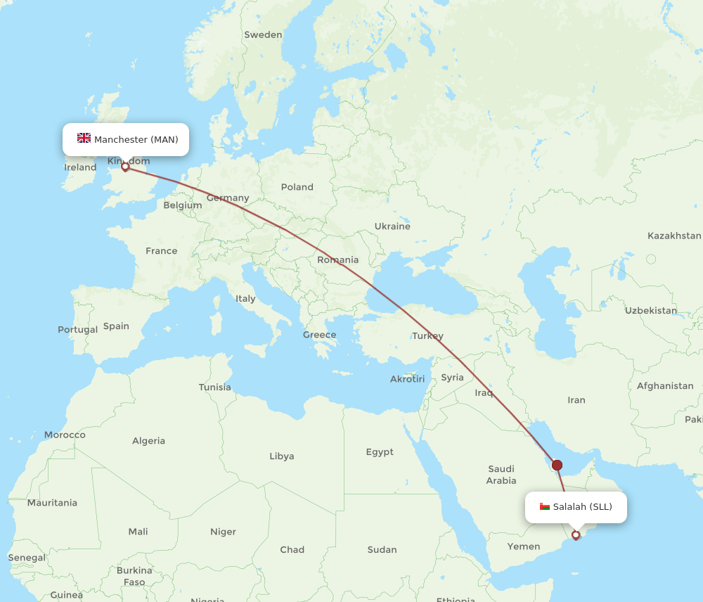 SLL to MAN flights and routes map