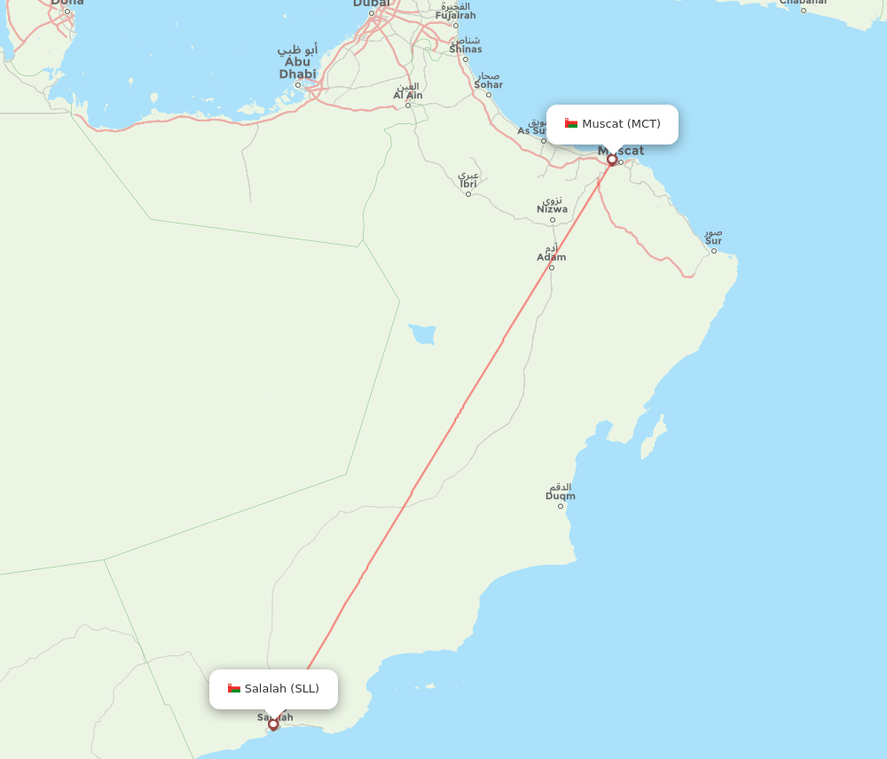 SLL to MCT flights and routes map