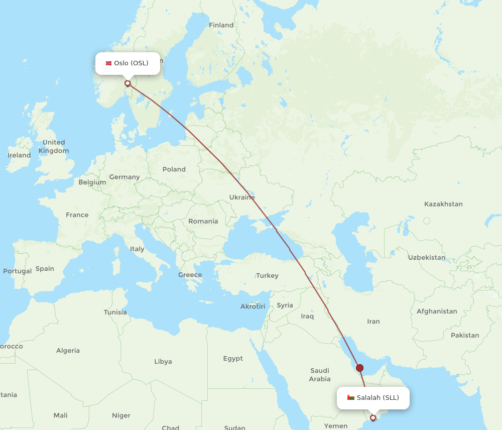 SLL to OSL flights and routes map
