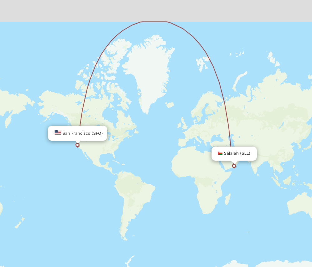 San Francisco - Salalah route map and flight paths