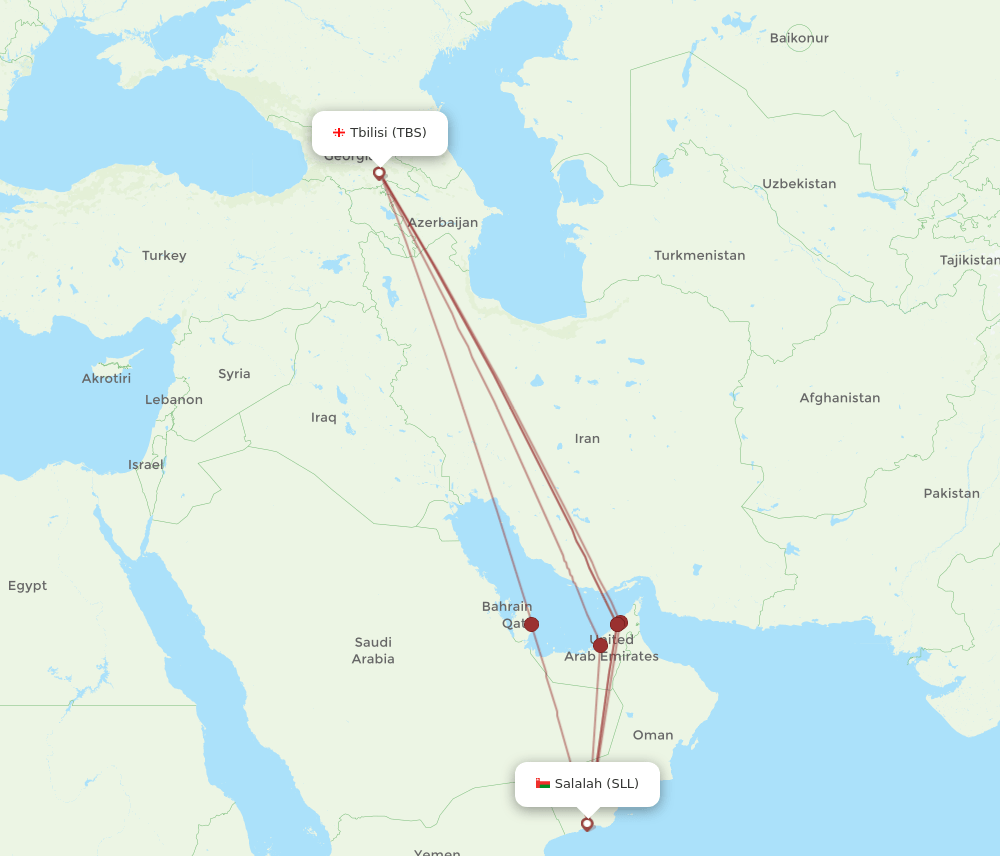 SLL-TBS flight routes