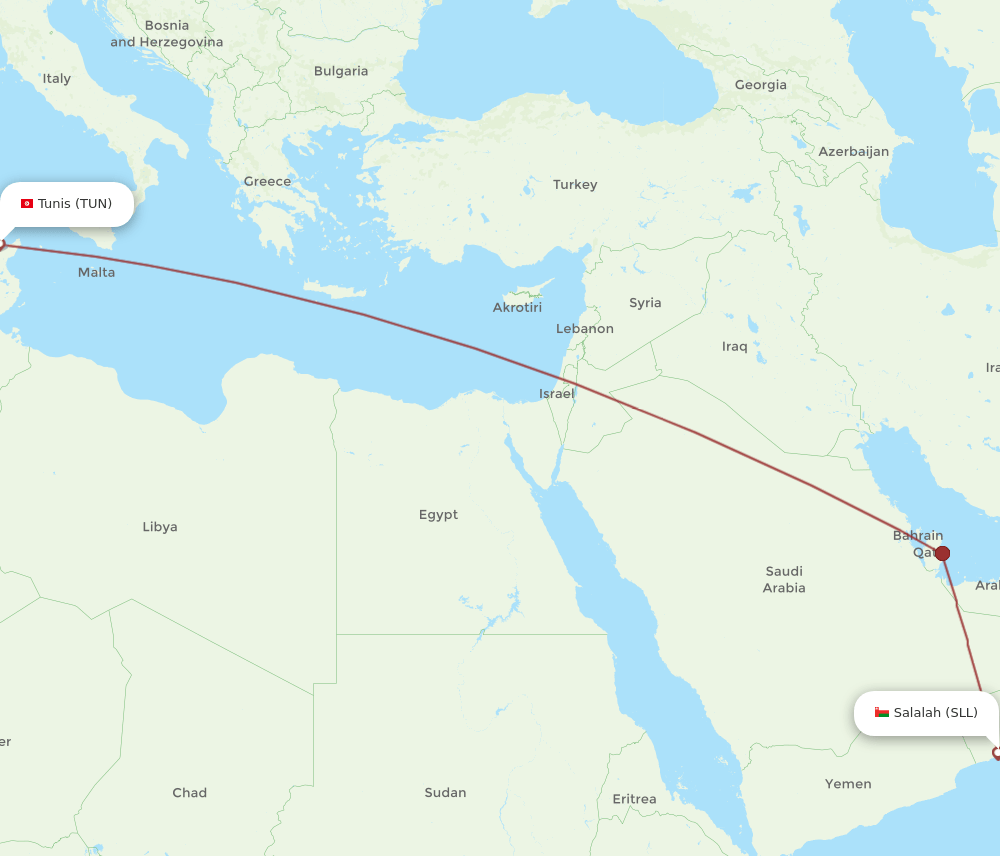 SLL-TUN flight routes