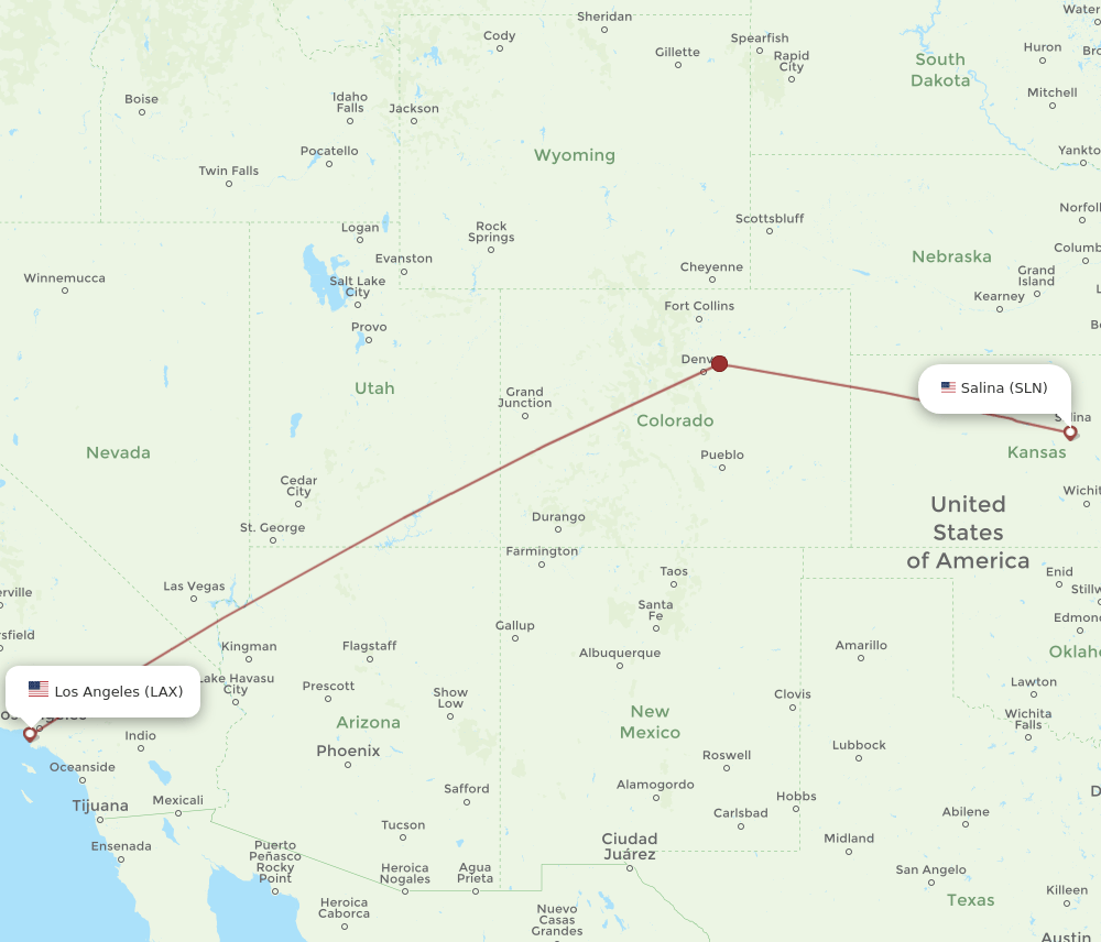 SLN-LAX flight routes