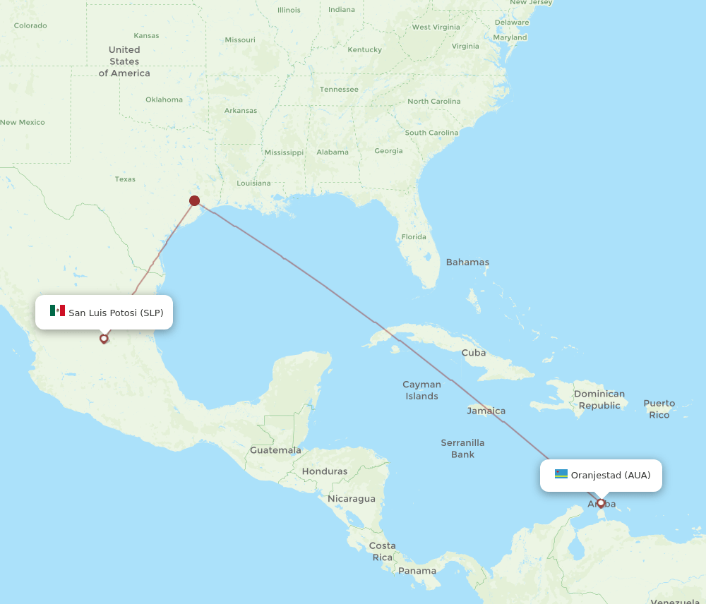 SLP-AUA flight routes