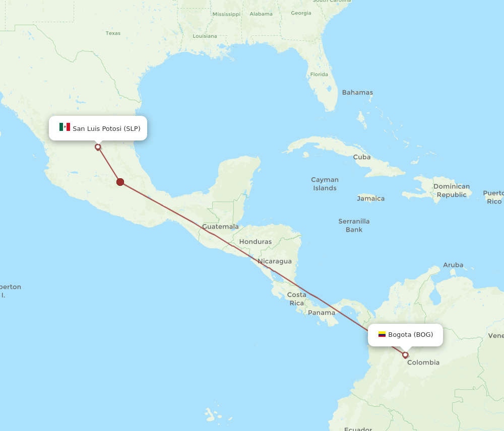 SLP to BOG flights and routes map