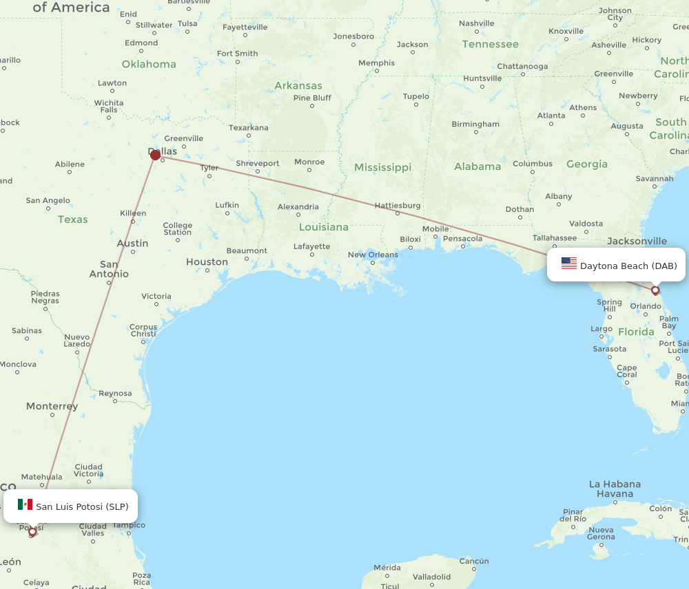 SLP-DAB flight routes
