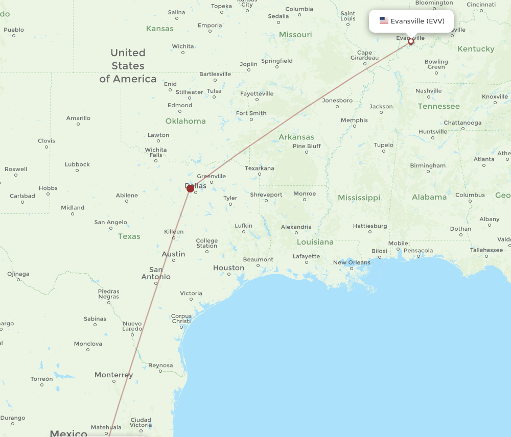 SLP-EVV flight routes