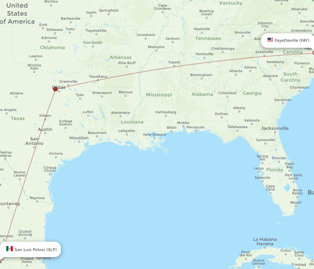 SLP-FAY flight routes