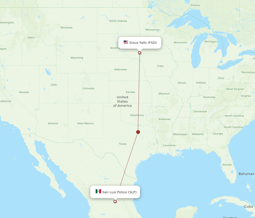 SLP to FSD flights and routes map