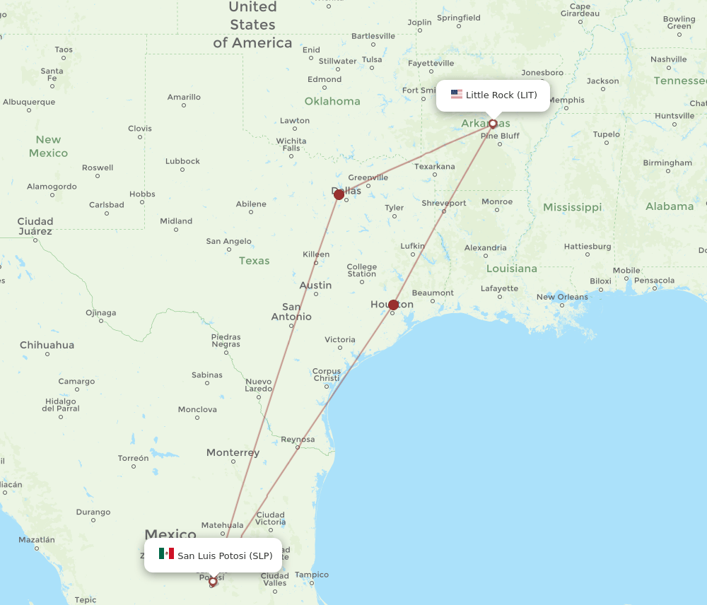 SLP-LIT flight routes