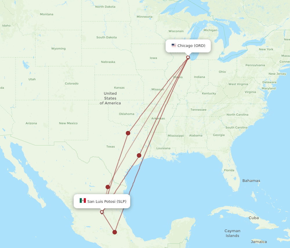 SLP-ORD flight routes