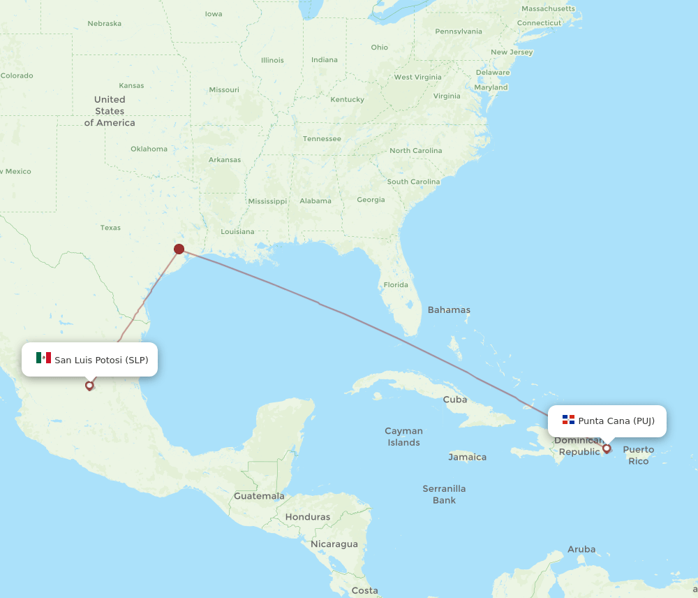 SLP to PUJ flights and routes map