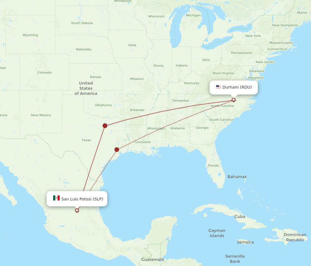 SLP-RDU flight routes